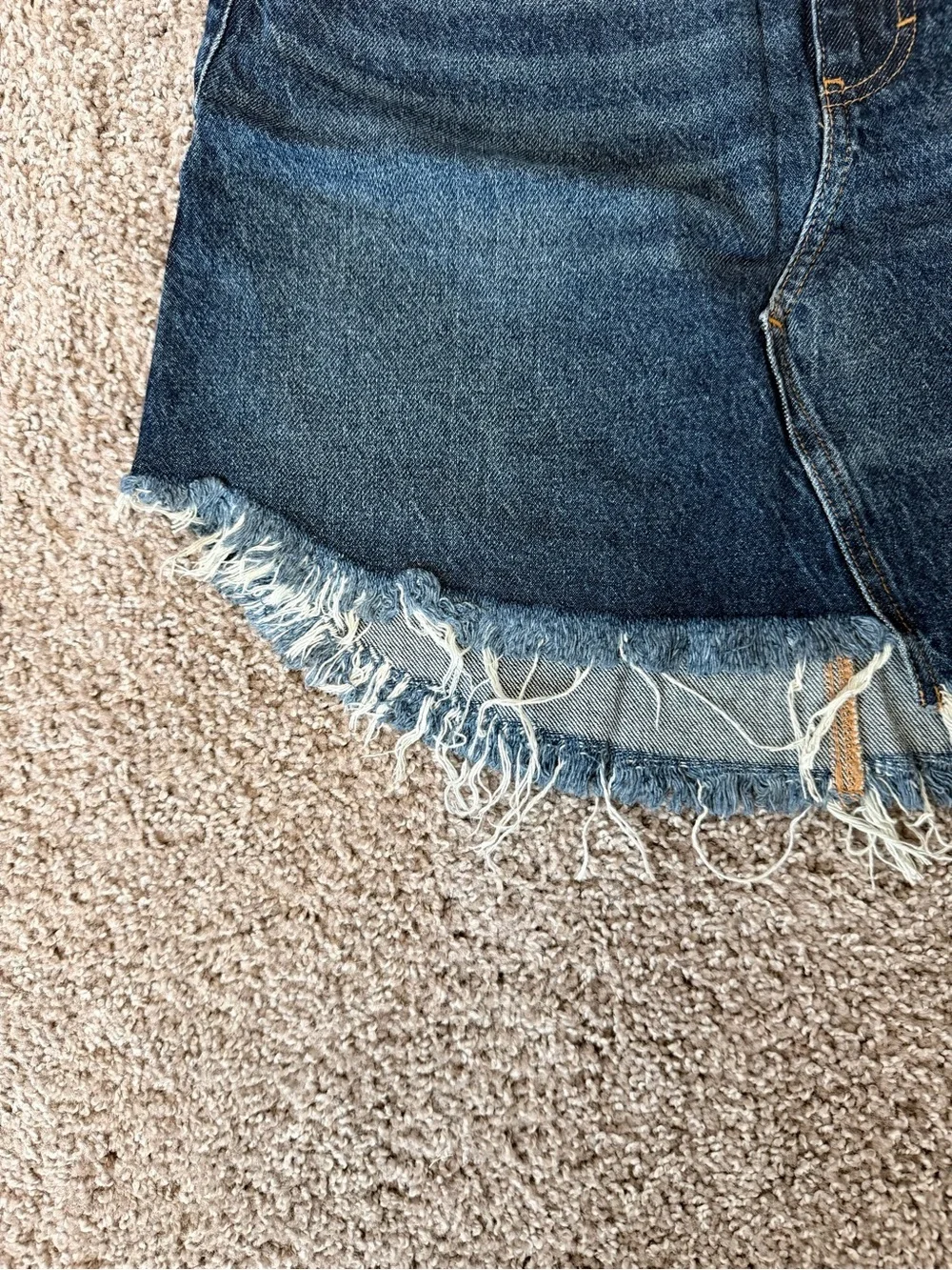 NWT Free People Bailey Raw Hem Fringe Denim Jean Asymmetrical Mini Skirt Size 28